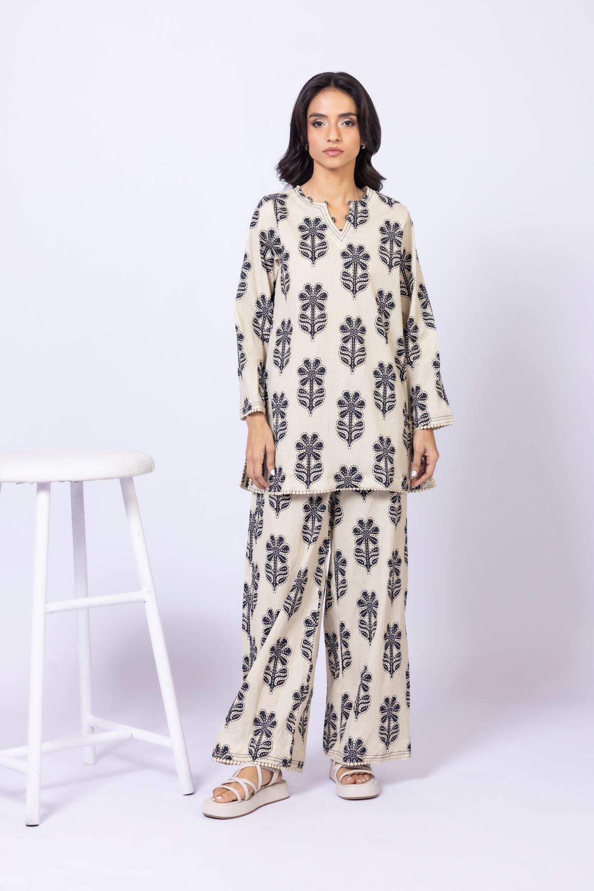 Printed Cotton Crinkle Kurta - 25-08-12E8-04TA-VG