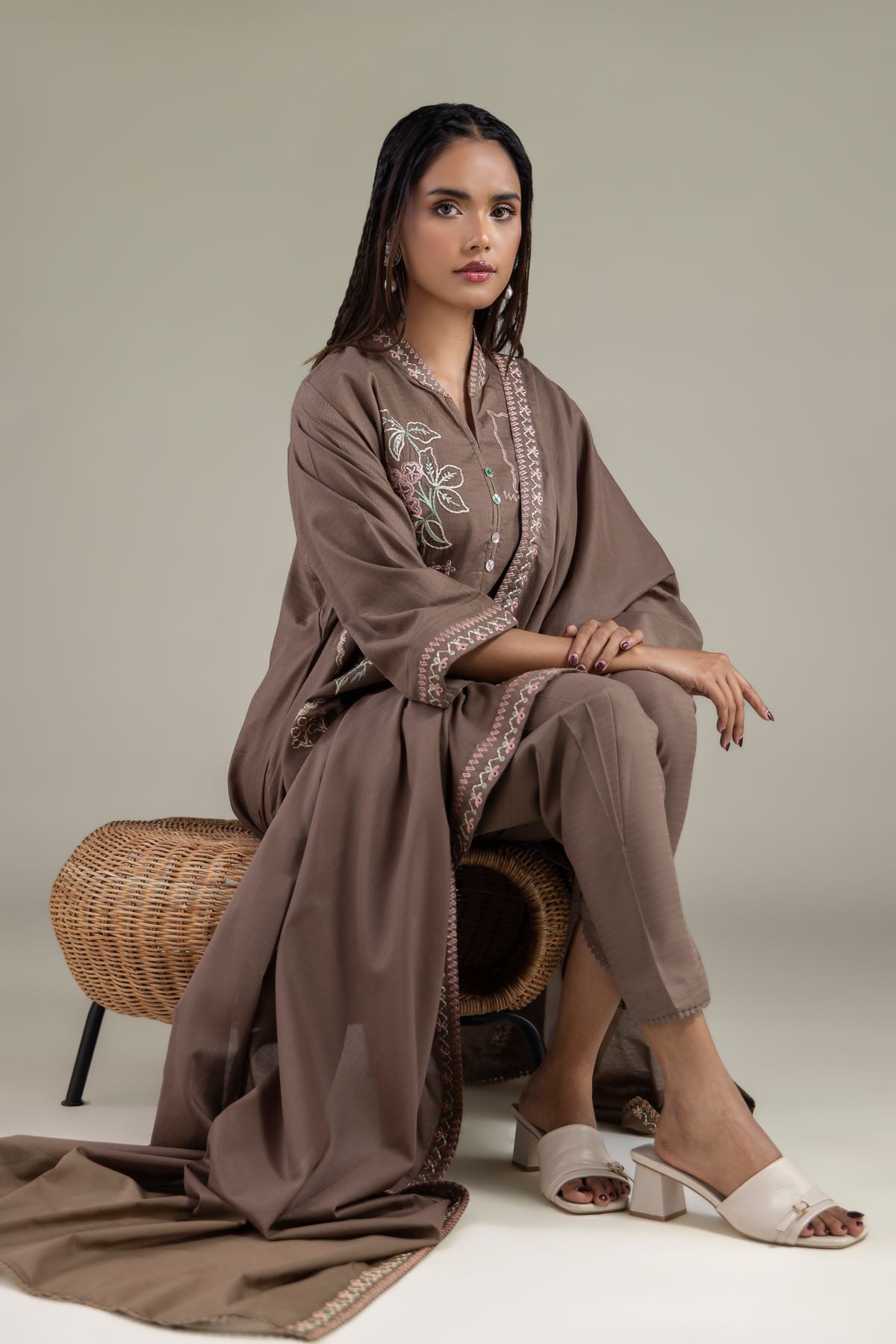 Embroidered Lawn Solid Threadwork Dupatta - 1-26-108-A-D-VG