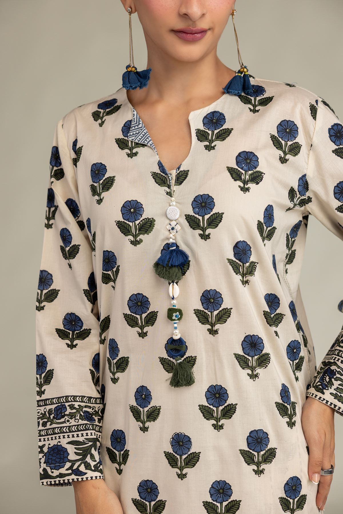 Printed Cambric Long Printed Kurta - 2-26-308-A-G1-VG