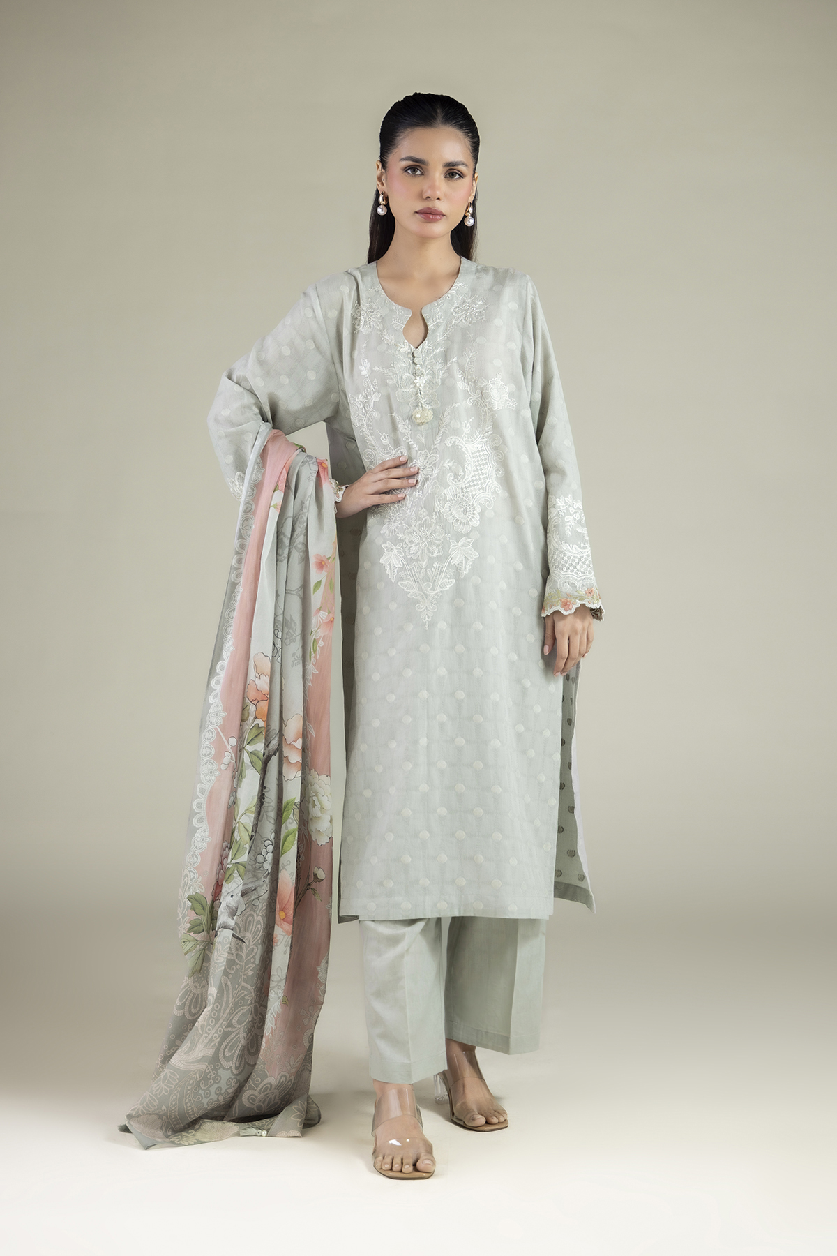 Embroidered Broshia Fabrics 3 Piece - A22-26-222FF1-VG