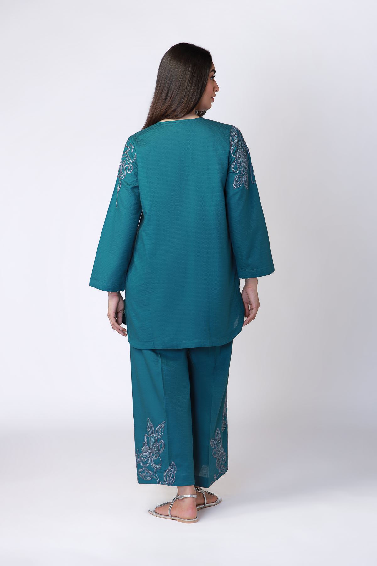 Embroidered Cotton Dobby Kurta - 25-08-12E8-04TA-VG