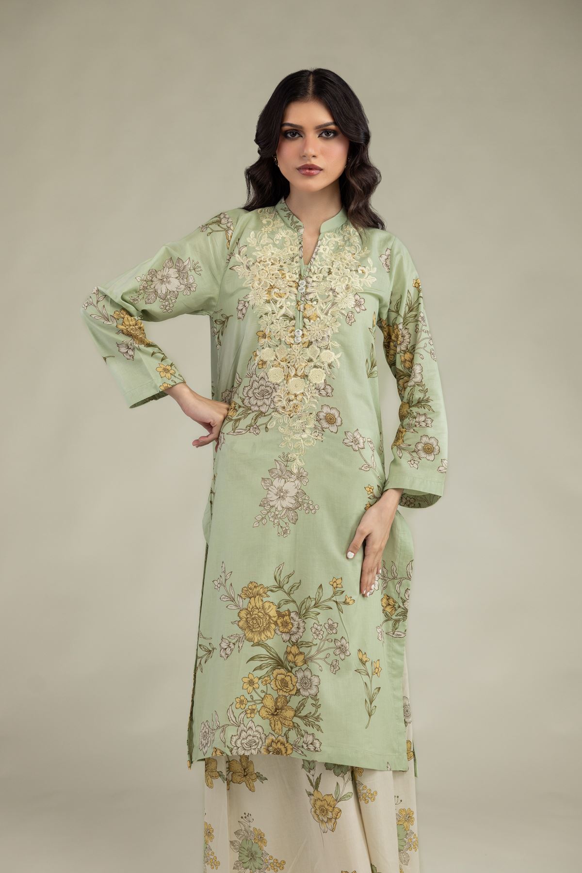 Embroidered Lawn Lawn Floral Kurta - 2-26-308-A-G1-VG