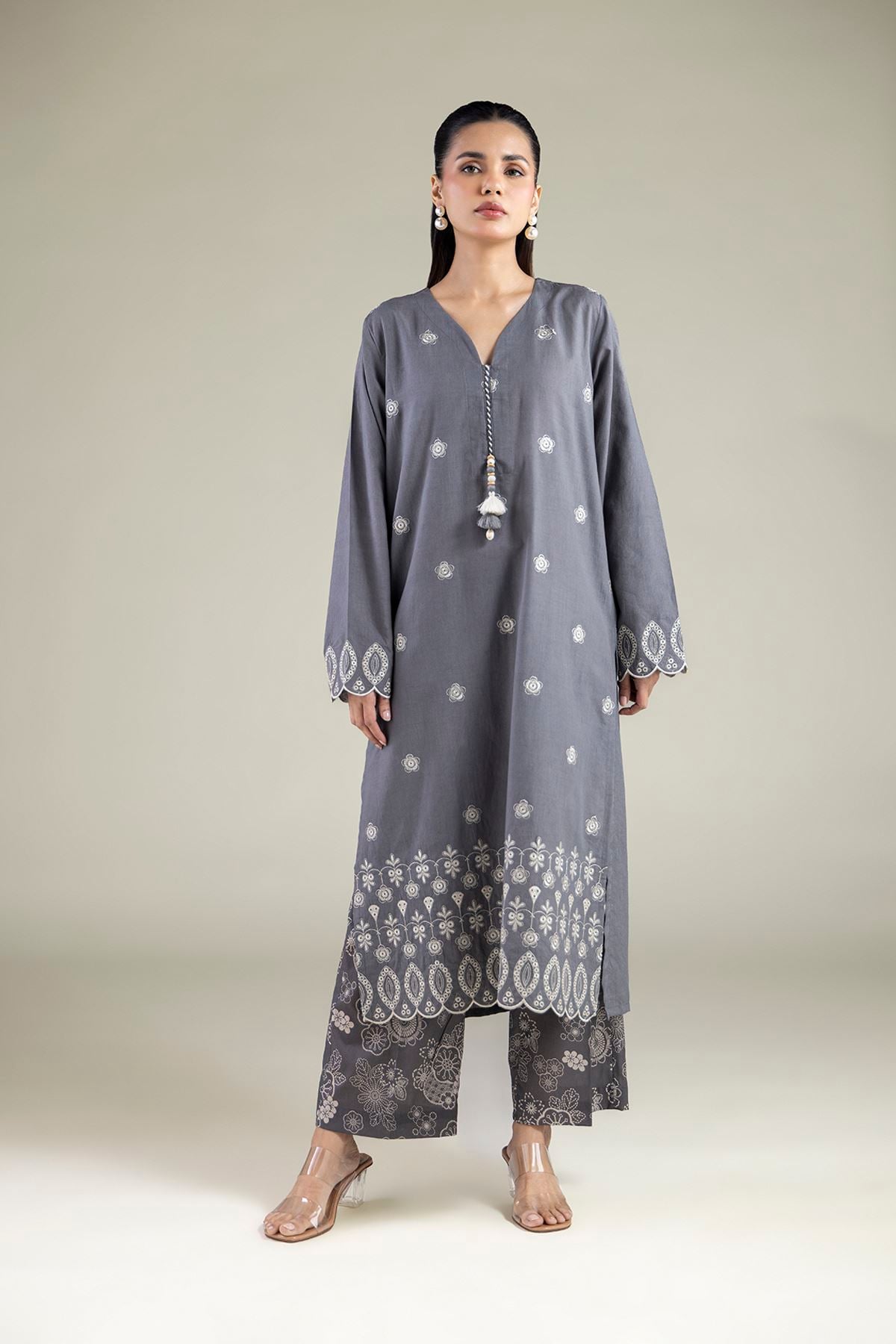 Embroidered Cambric Fabrics 2 Piece | Top and Bottom - A22-26-214FH1-VG