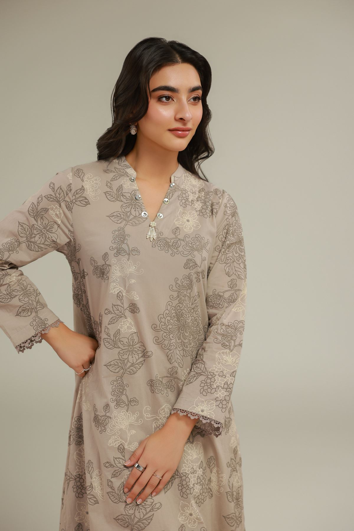 Cambric Floral Cambric Kurta - 1001924537