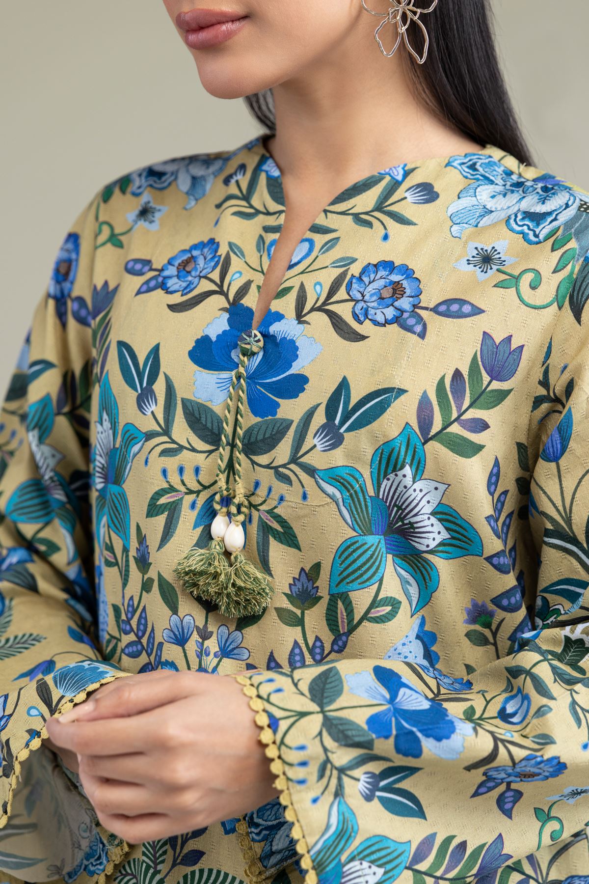 Printed Cotton Dobby Floral Cotton Kurta - 1-26-219-A-D1-VG