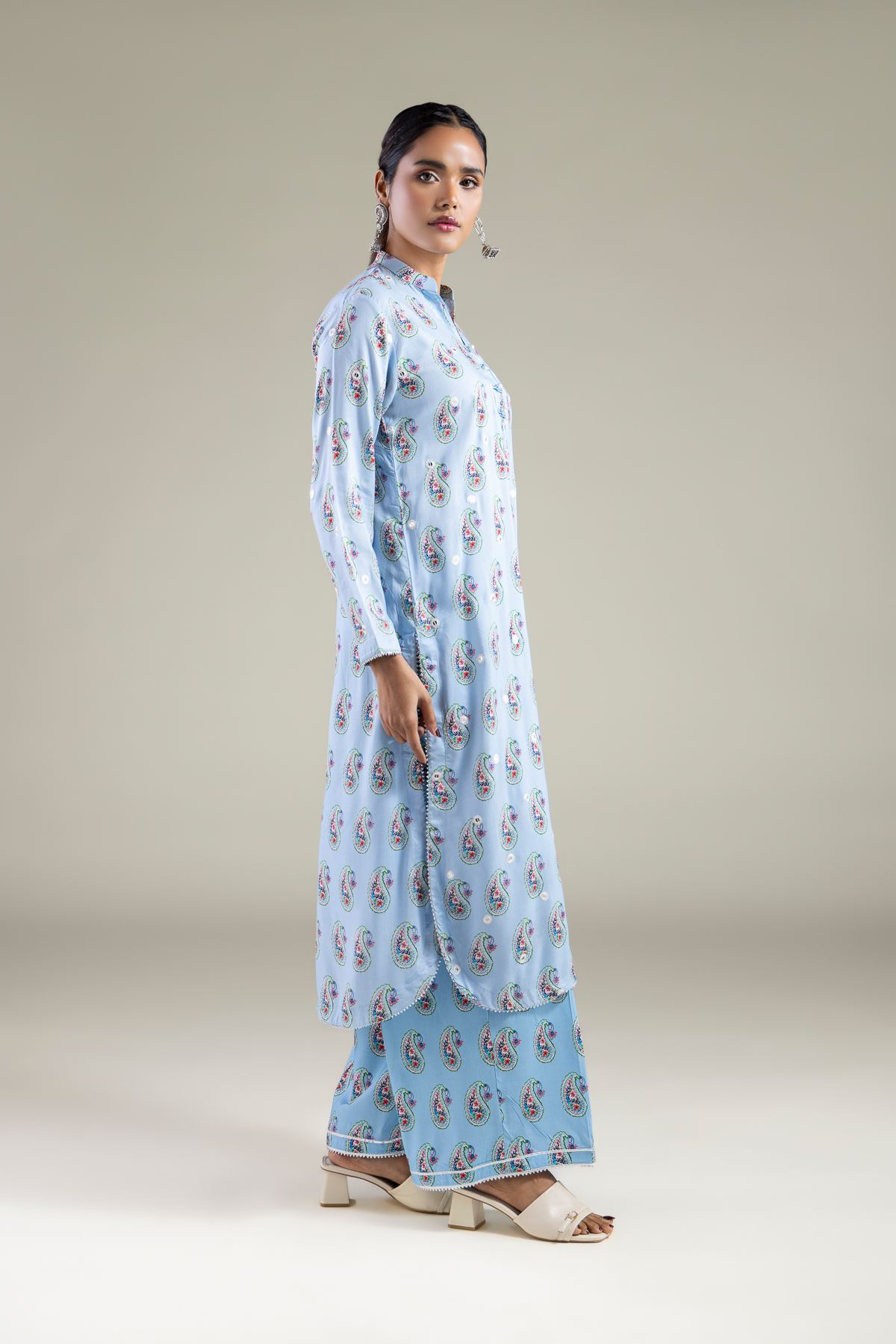 Embroidered Viscose Relaxed Paisley Pants - 1-26-143-A-F-VG