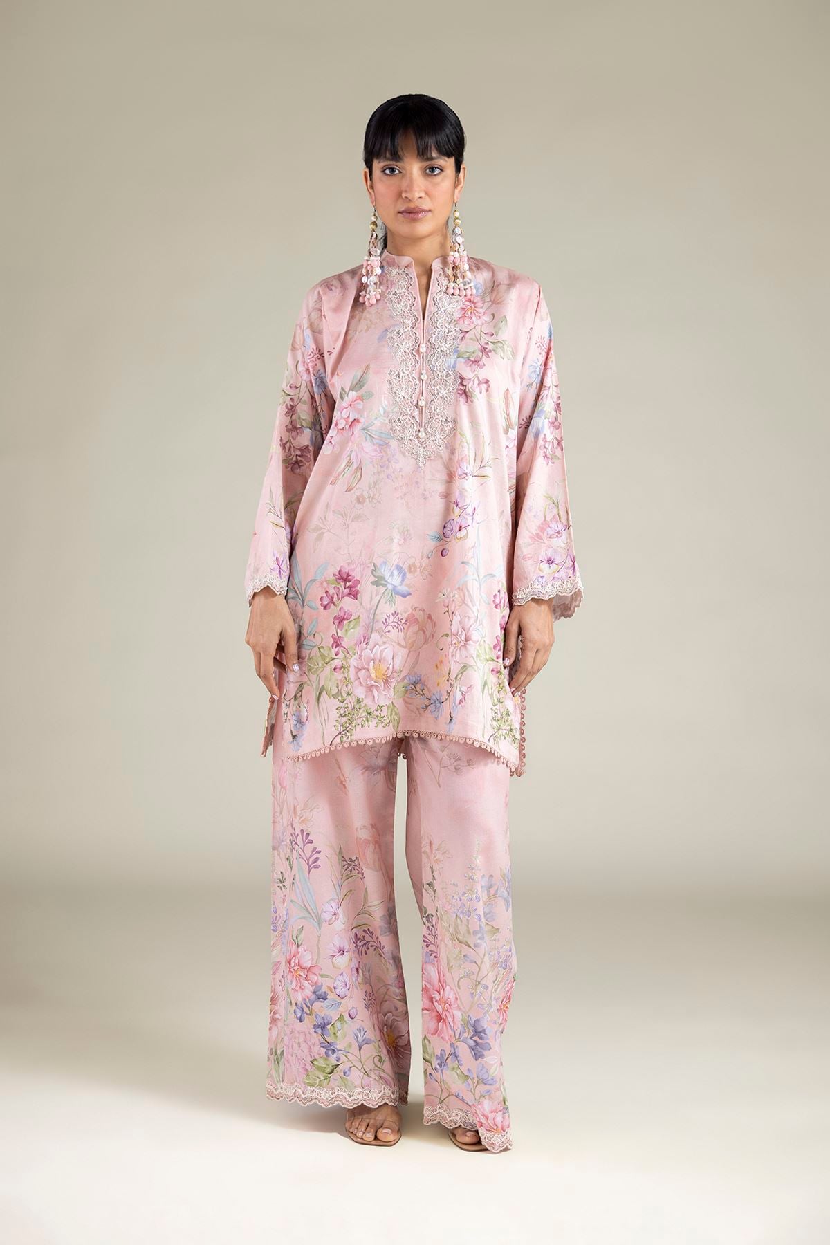 Embroidered Satin Fabrics 2 Piece | Top and Bottom - A113-26-111EE1-VG