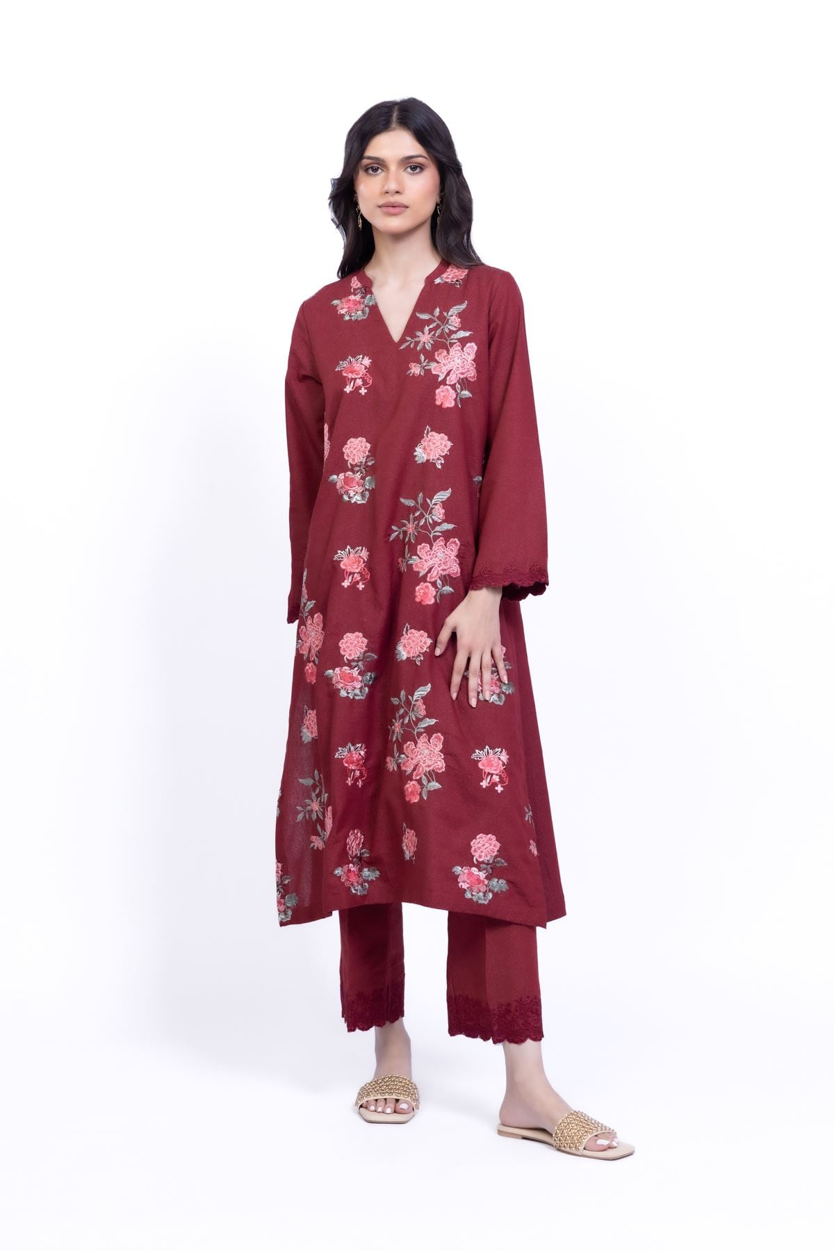 Embroidered Karandi Kurta - 25-09-11E5-05TB-VG