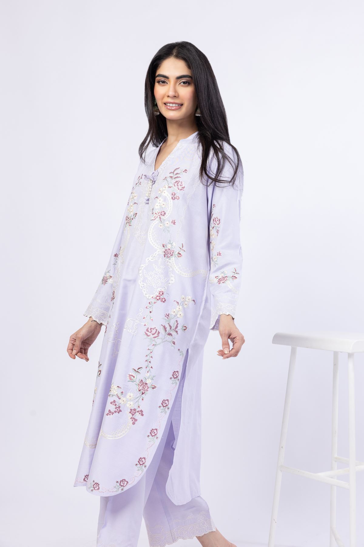 Embroidered Raw Silk Kurta - 25-10-10S4-02TA-VG