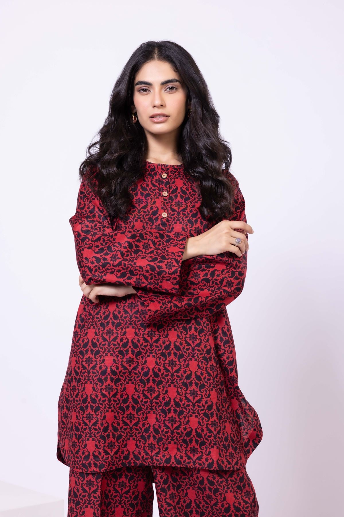 Printed Khaddar Kurta - 25-09-11E5-02TA-VG