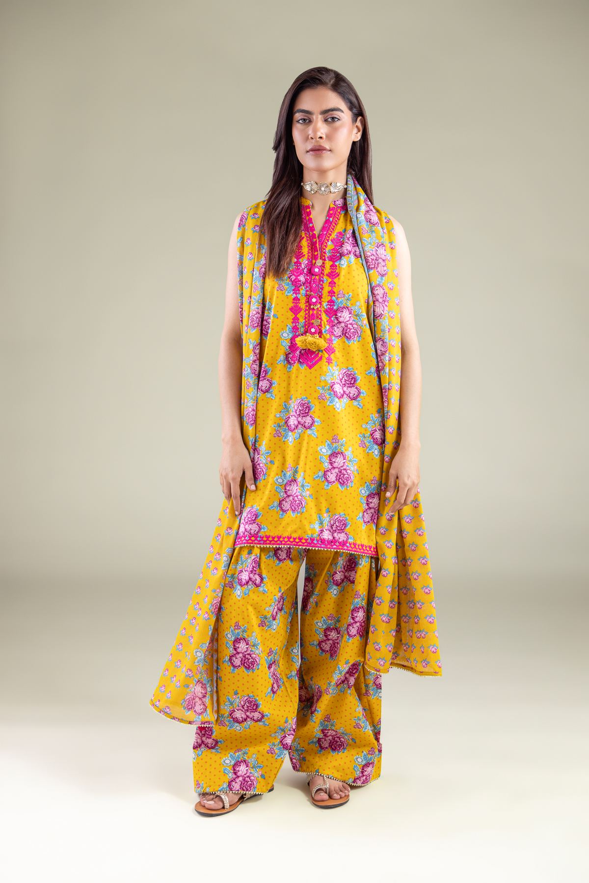 Embroidered Lawn Dupatta - 1-26-122-C-G-VG