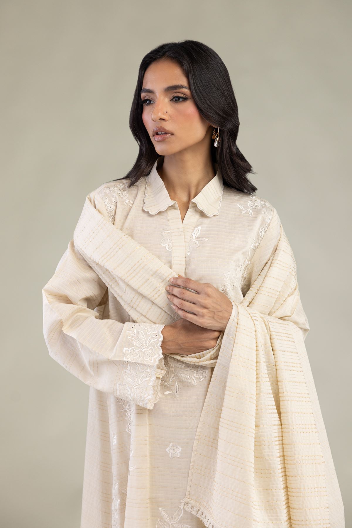 Embroidered Messuri Dobby Messuri Tailored 3-Piece - 8-26-303-A-C1-VG
