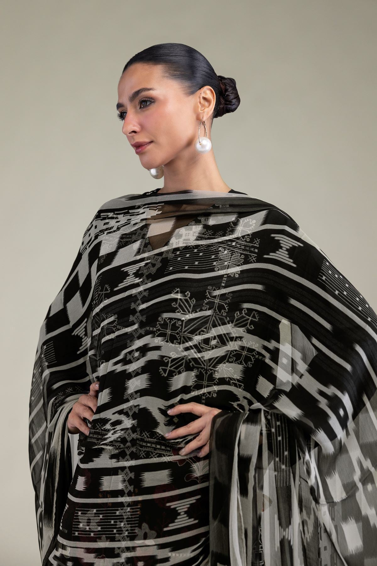 Embroidered Chiffon Black Chiffon Dupatta - 2-26-206-A-H1-VG