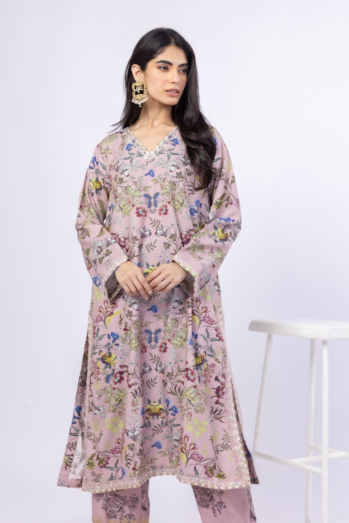 Embroidered Russian Raw Silk Kurta - 25-09-9S3-05TB-VG