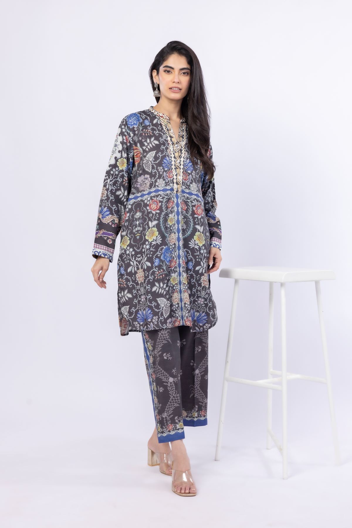Printed Russian Raw Silk Pants - 25-09-9S3-03TA-VG