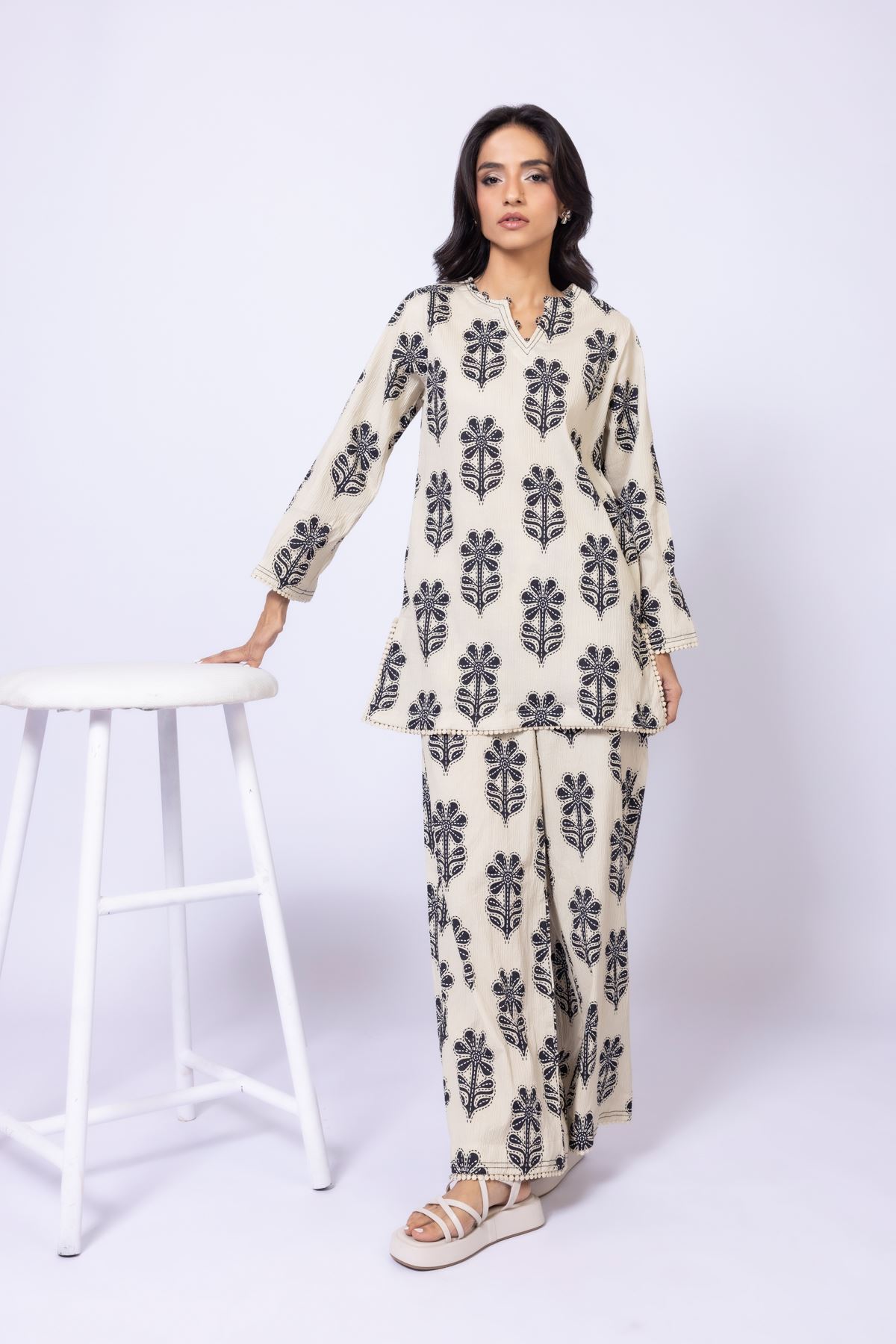 Printed Cotton Crinkle Pants - 25-10-11E4-08TA-VG