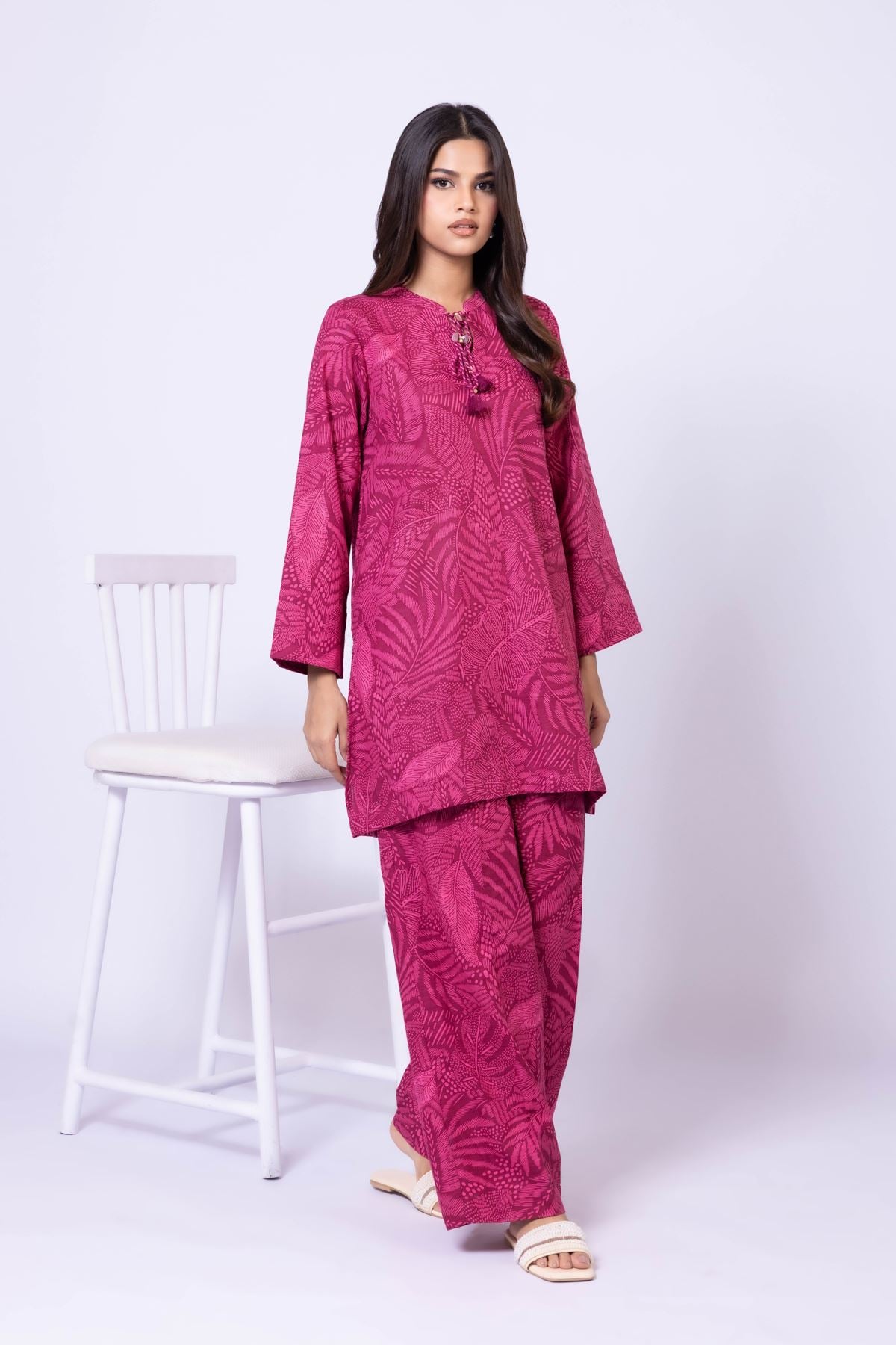 Printed Khaddar Pants - 25-10-12E5-11TB-VG