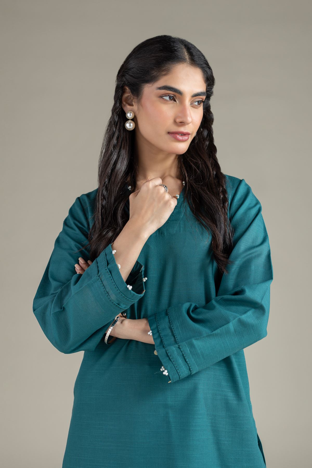Dyed Khaddar Kurta - 25-10-12E6-03TA-VG