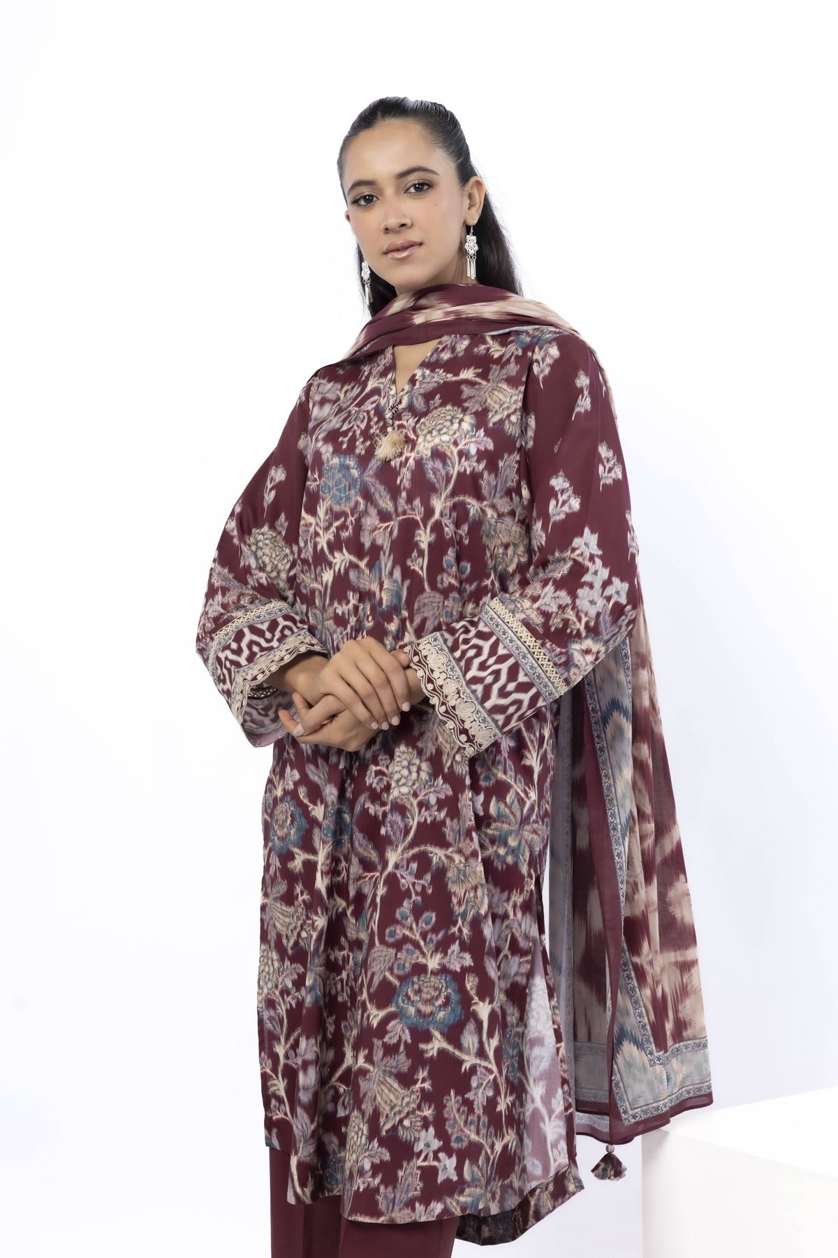 Embroidered Cambric Fabrics 3 Piece - CA02A-VG