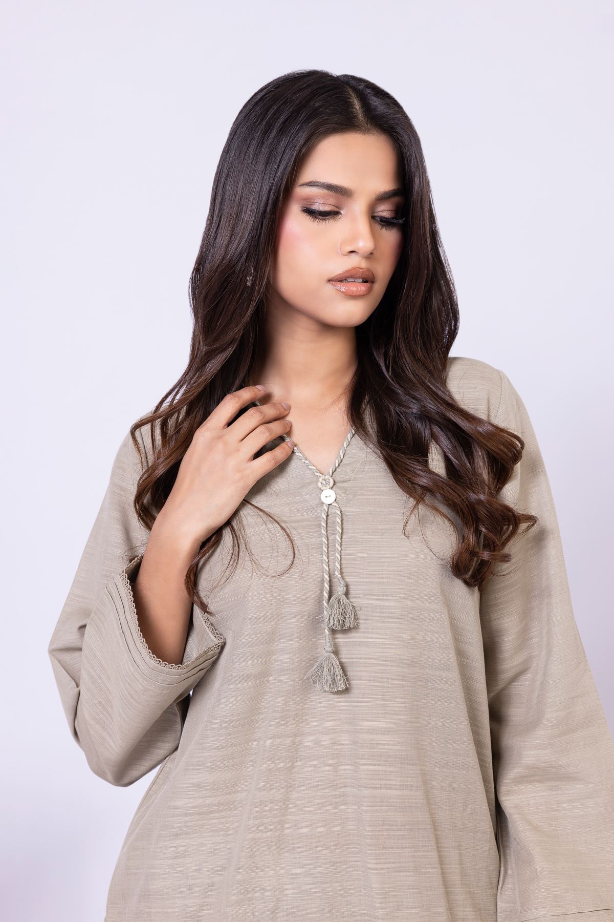 Dyed Textured Cotton Kurta - 25-09-11E14-08TA-VG