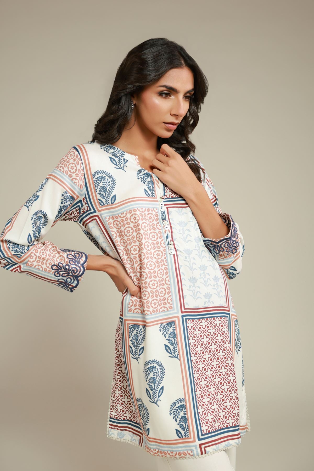 Embroidered Viscose Kurta - 1-26-101-A-C-VG