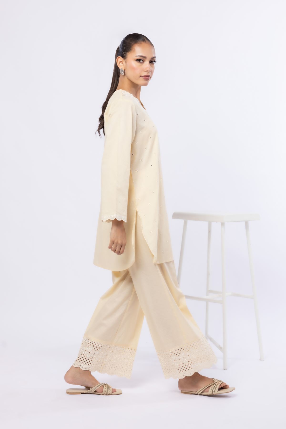 Embroidered Cotton Dobby Kurta - 25-W02iB-02TA-VG