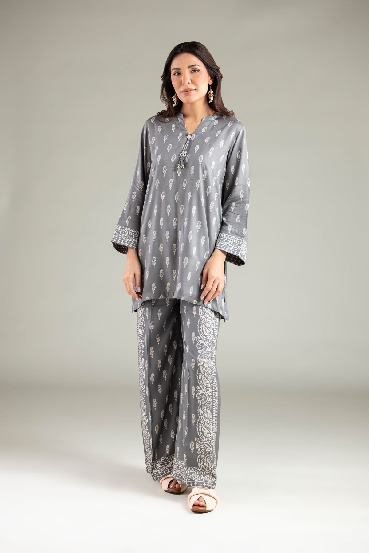 Printed Viscose Relaxed Paisley Pants - 1-26-105-A-F-VG