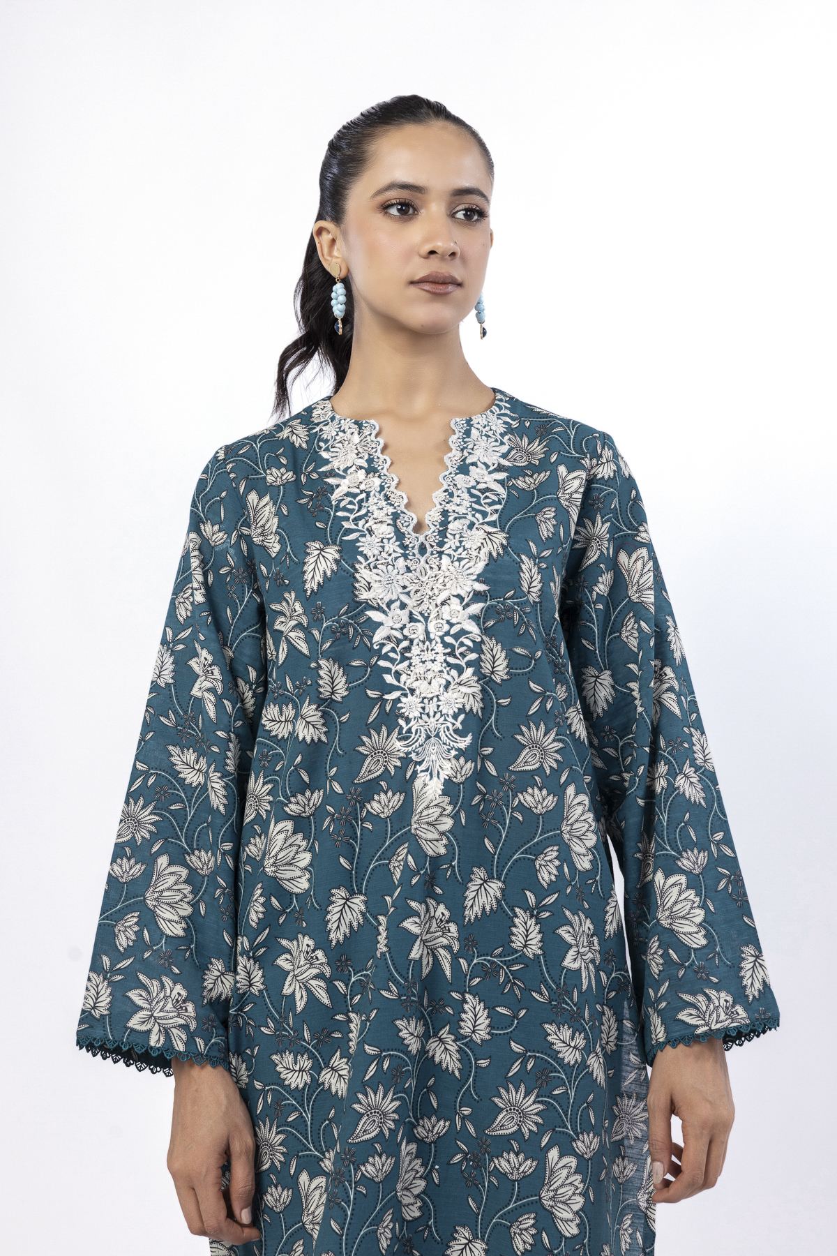 Embroidered Light Khaddar Fabrics 2 Piece | Top and Bottom - KRN02A-VG