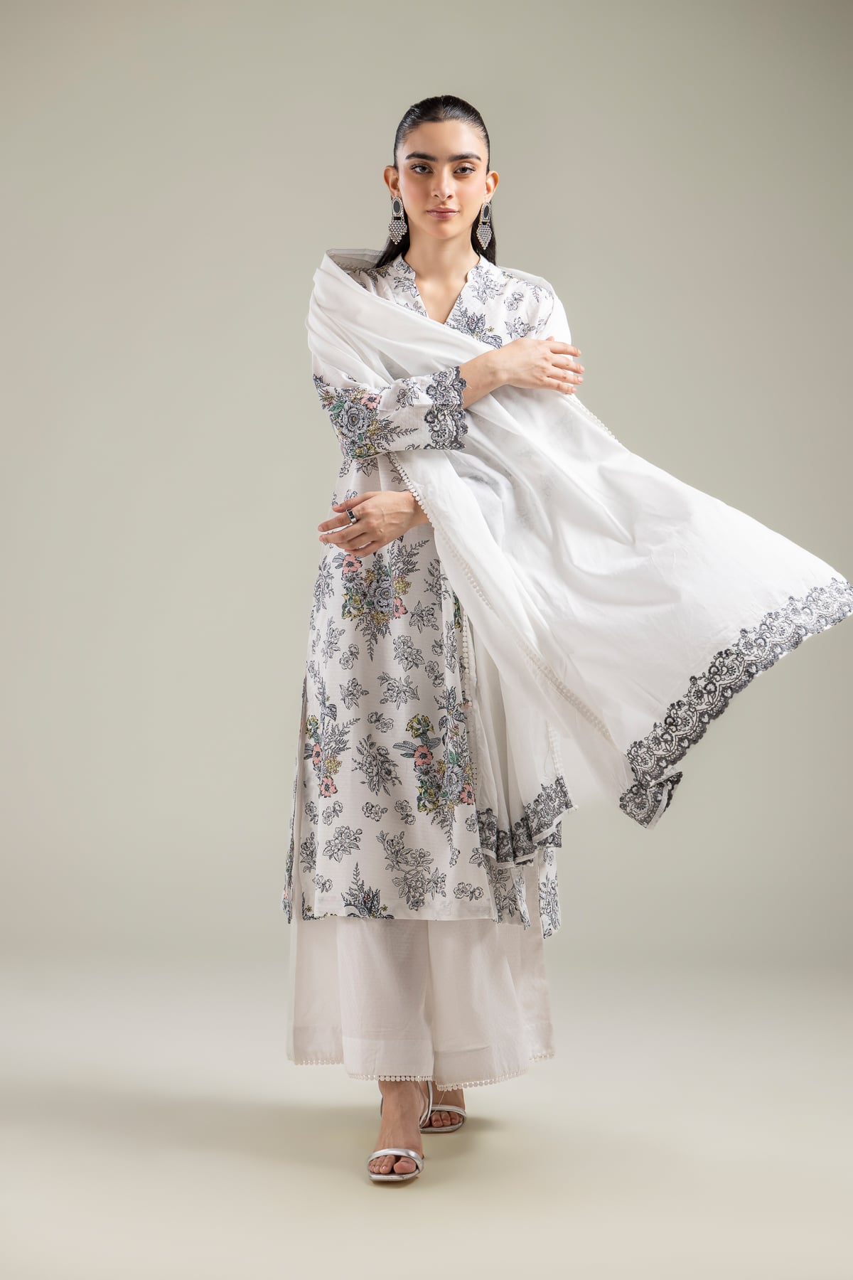 Embroidered Lawn Lawn Floral Dupatta - 1-26-142-A-A-VG