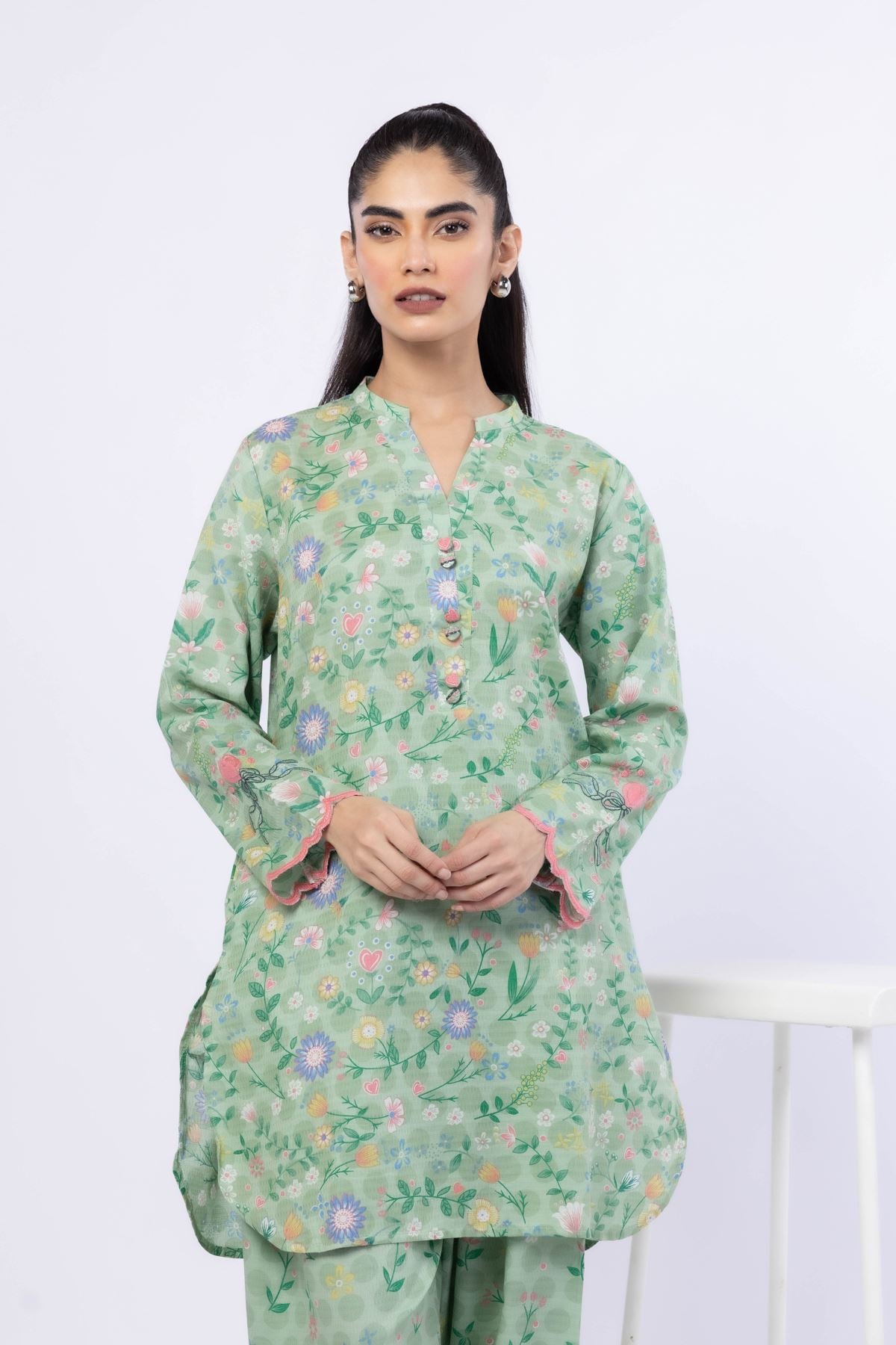 Embroidered Cotton Dobby Kurta - 25-10-12E4-05TA-VG