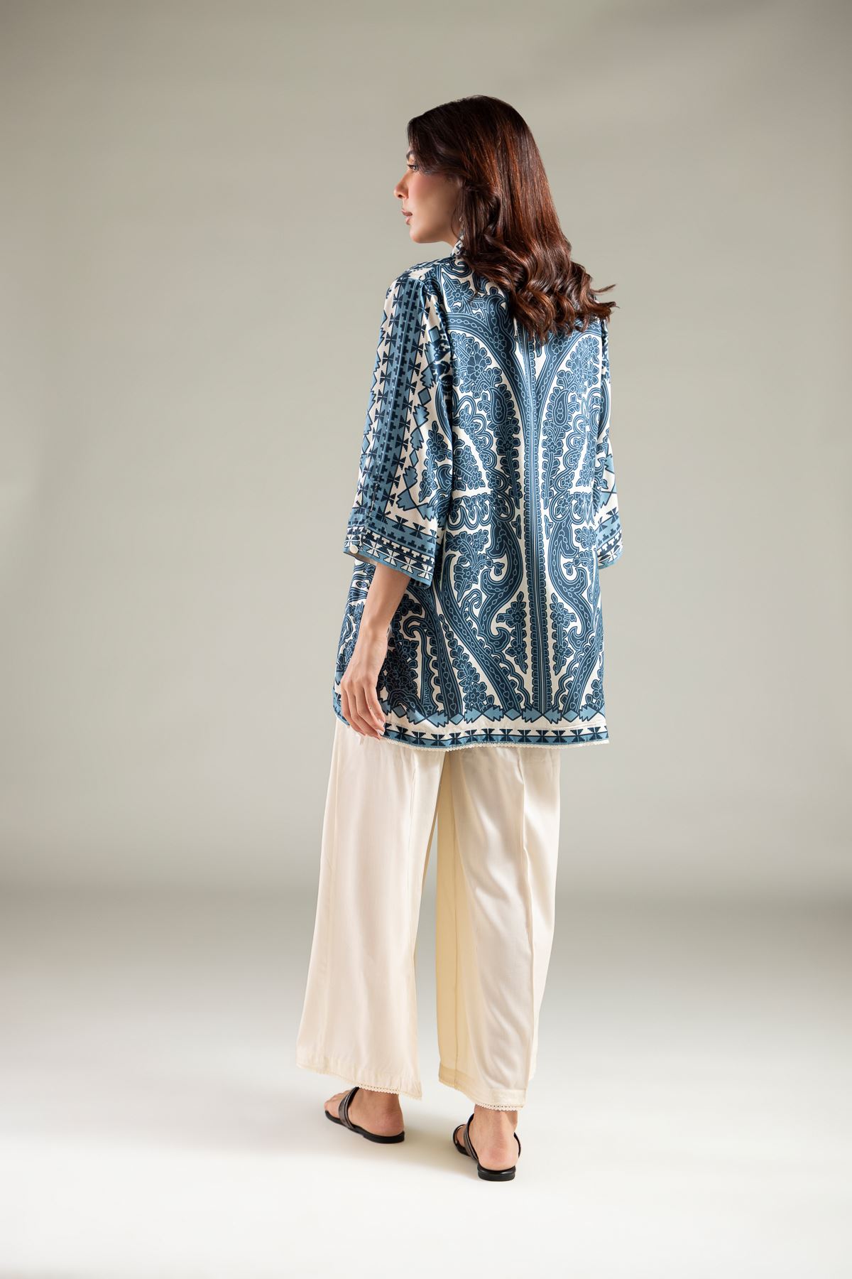 Printed Viscose Geometric Short Kurta - 1-26-113-A-B-VG