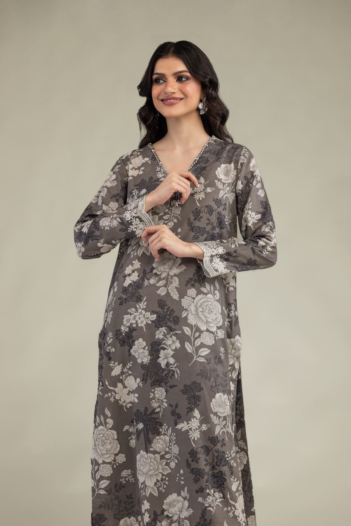 Embroidered Lawn Gray Lawn Kurta - 1-26-102-A-F-VG