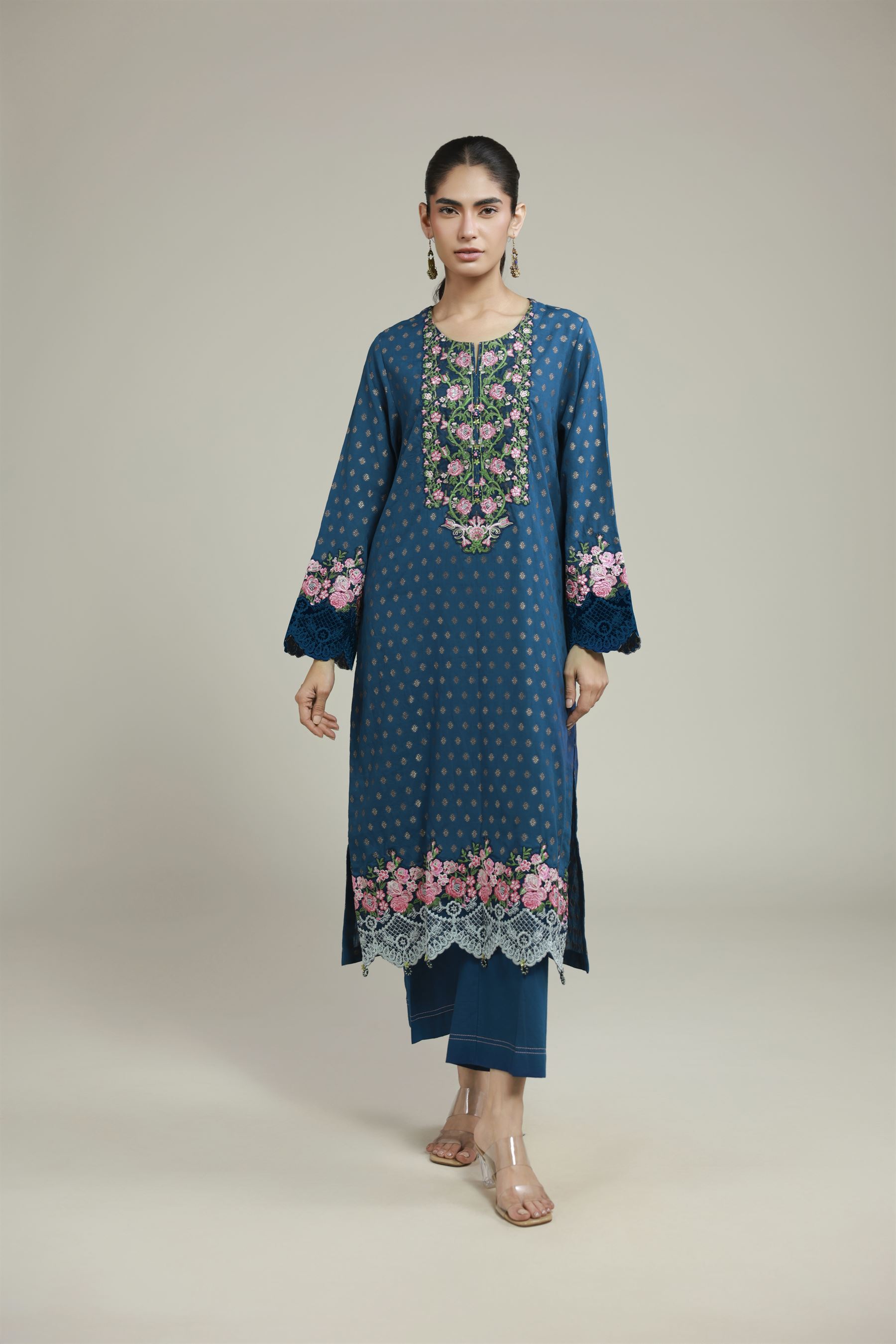 Embroidered Jacquard Fabrics 2 Piece | Top and Bottom - A112-26-108EC2-VG