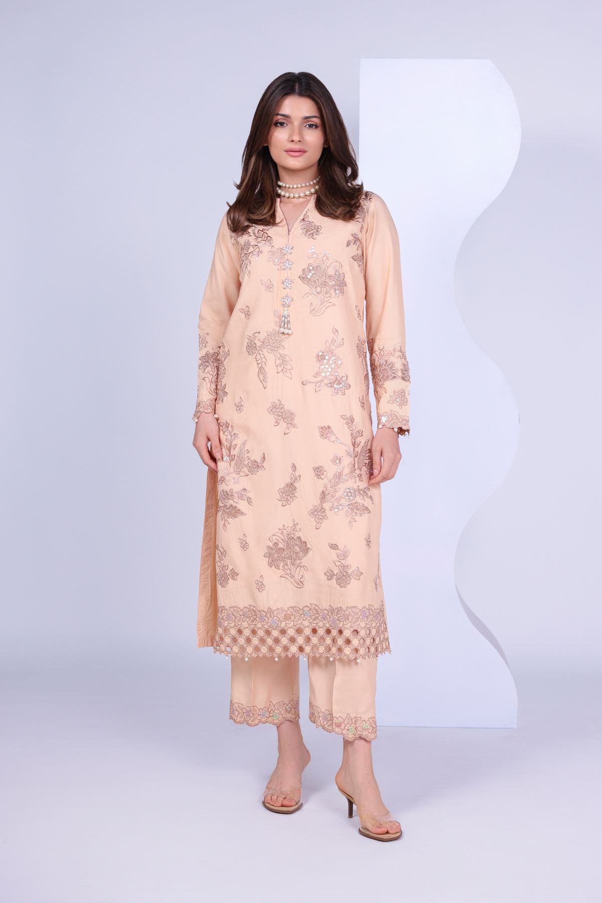 Embroidered Russian Raw Silk Kurta - 25-04E48-07TA-VG