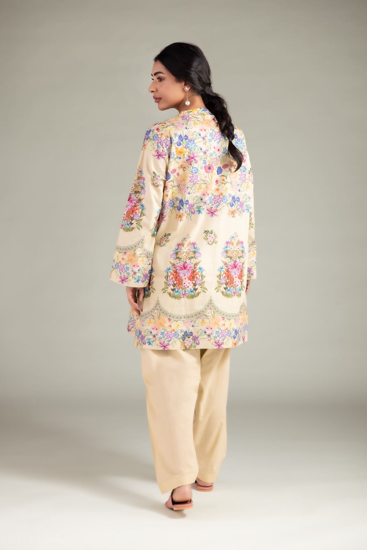 Embroidered Textured Cotton Kurta - 1-26-130-A-B-VG