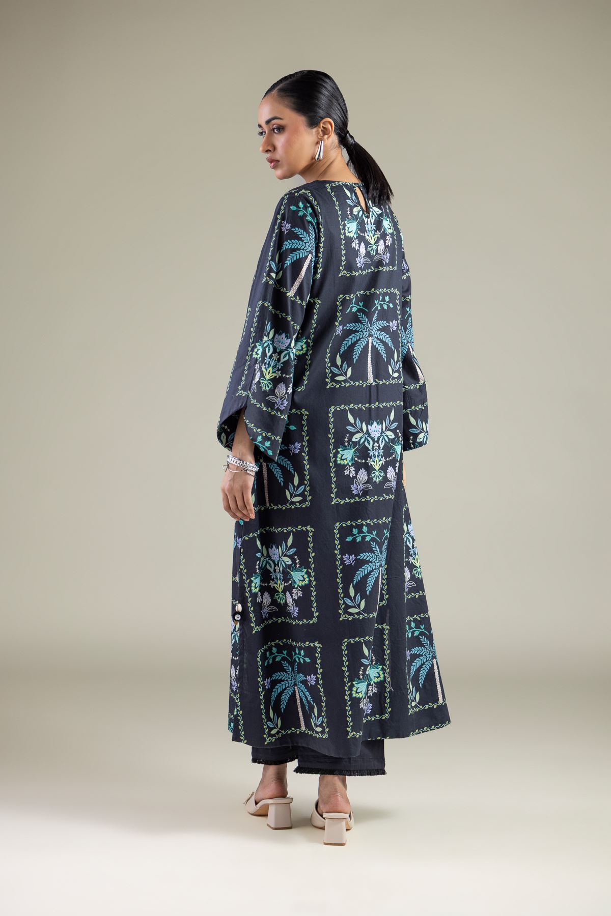 Embroidered Cambric Long Printed Kurta - 1-26-144-A-B-VG