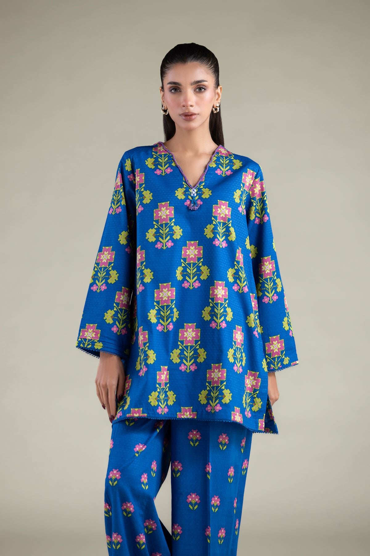 Printed Cotton Dobby Kurta - 1-26-143-A-F-VG