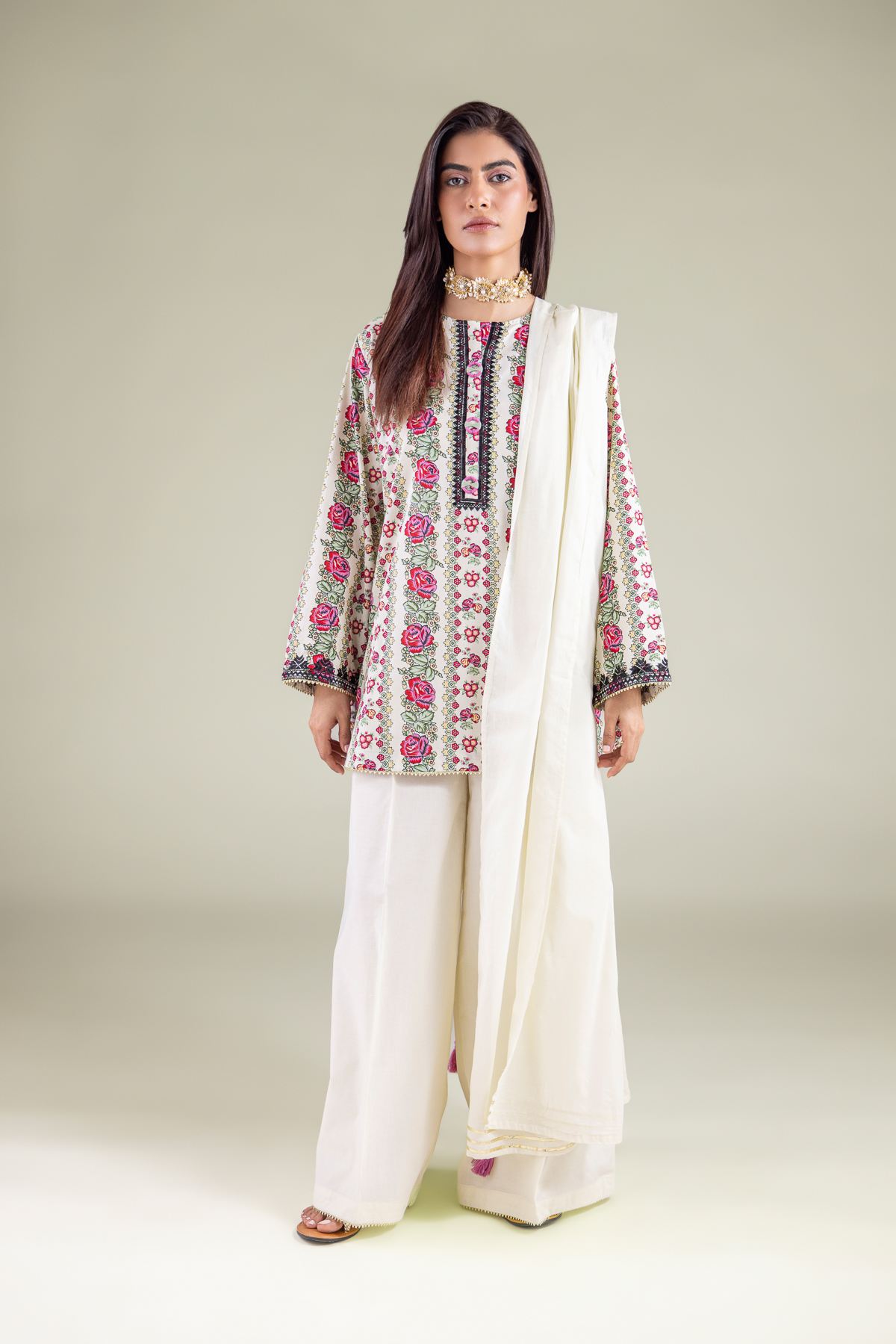 Embroidered Cambric Pants - 1-26-122-A-G-VG