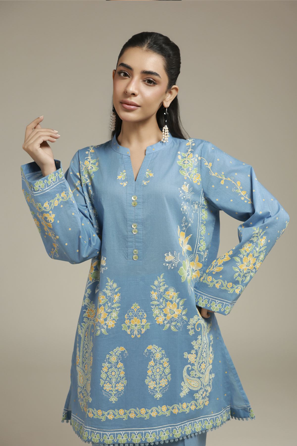 Printed Cambric Blue Tailored Set - T-A22-26-124FC1-VG