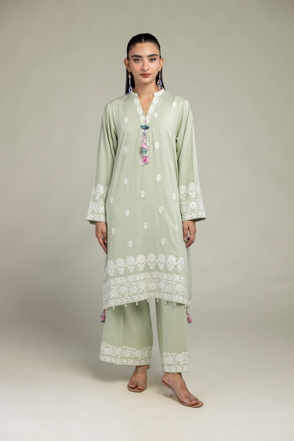 Embroidered Raw Silk Floral Silk Kurta - 1-26-102-A-F-VG
