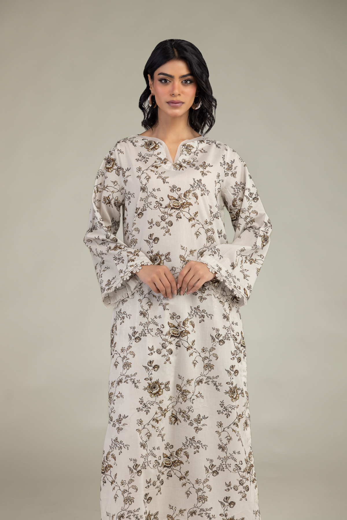 Embroidered Cambric Floral Cambric Kurta - 1-26-240-A-I1-VG