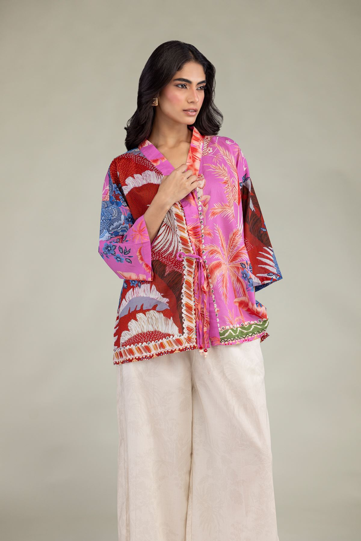 Printed Cambric Floral Cambric Tunic - 6-26-208-A-H1-VG
