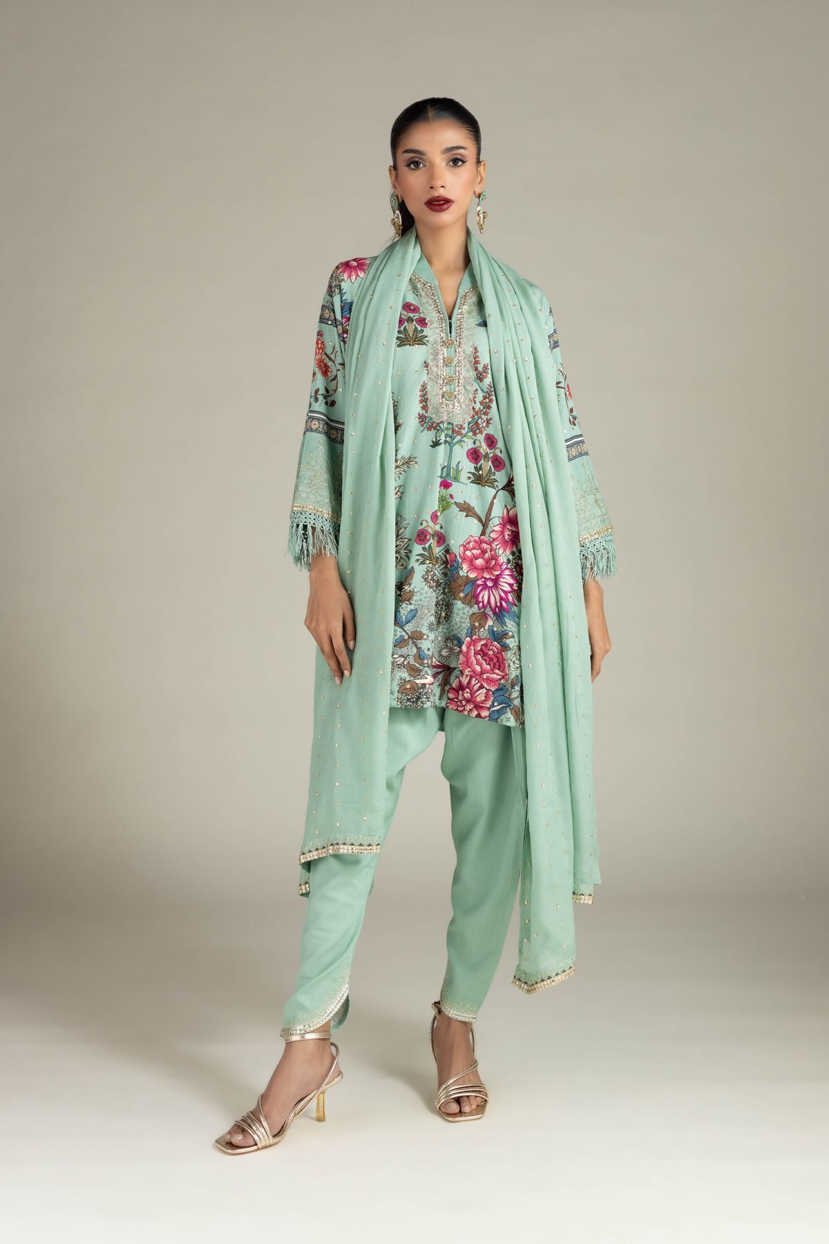 Embroidered Raw Silk Pants - 2-26-202-A-D-VG