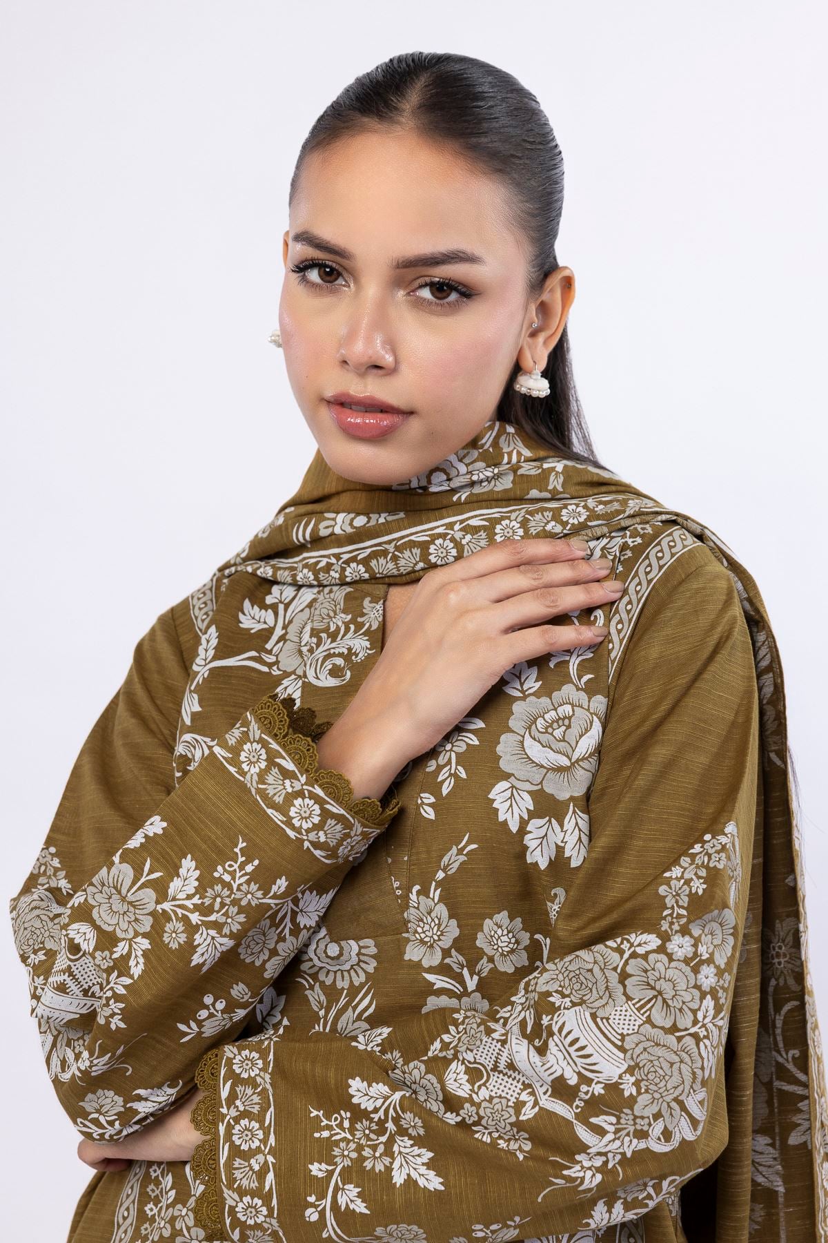 Printed Light Khaddar Fabrics 3 Piece - KW69A-G-VG