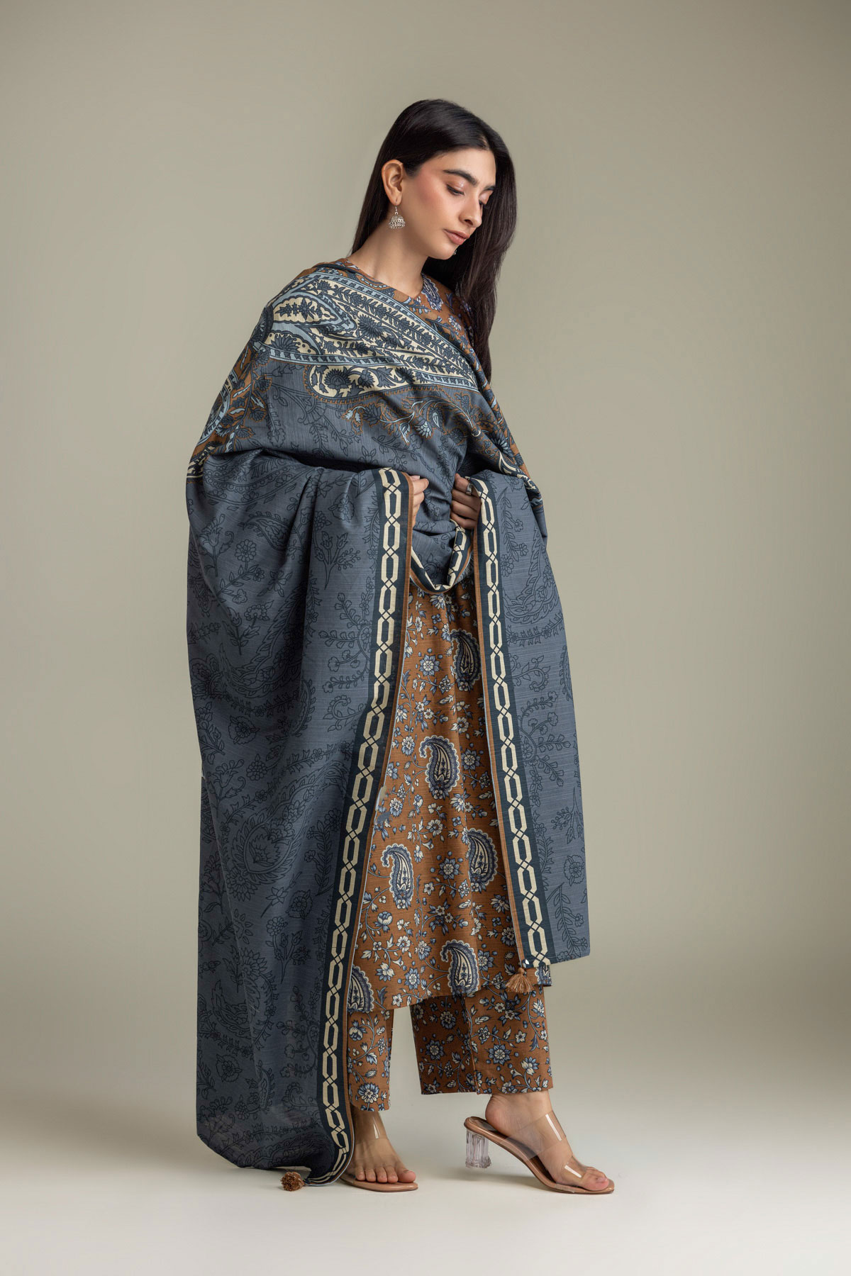 Printed Light Khaddar 3 Piece Tailored - 2-26-308-A-G1-VG