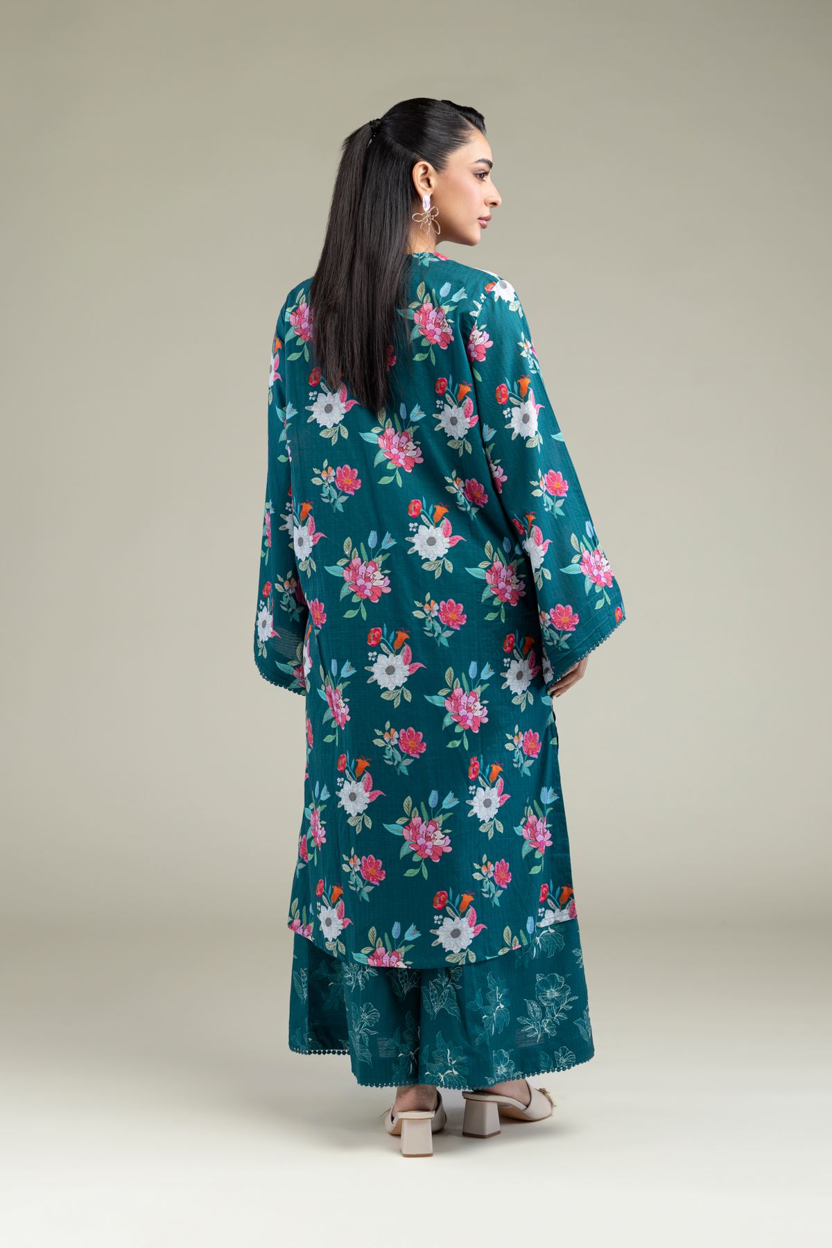 Printed Cotton Dobby Floral Longline Kurta - 1-26-202-A-A1-VG