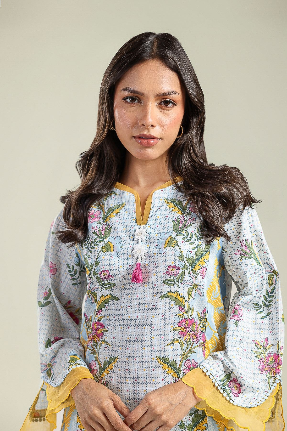 Printed Cambric Floral Cambric Kurta - 26-01-2E1-01TA-VG