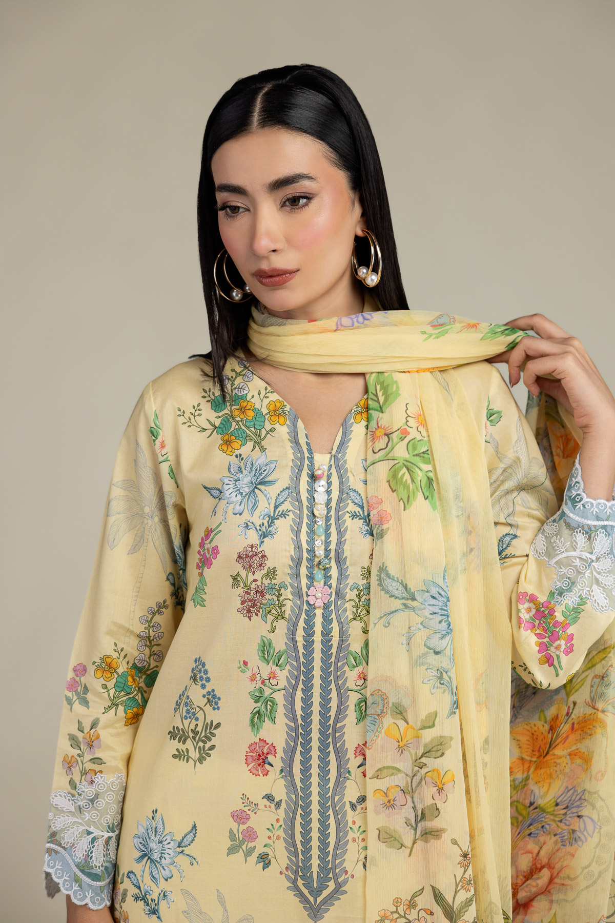 Embroidered Cambric Tailored 3-Piece Cambric - 1-26-309-B-D1-VG