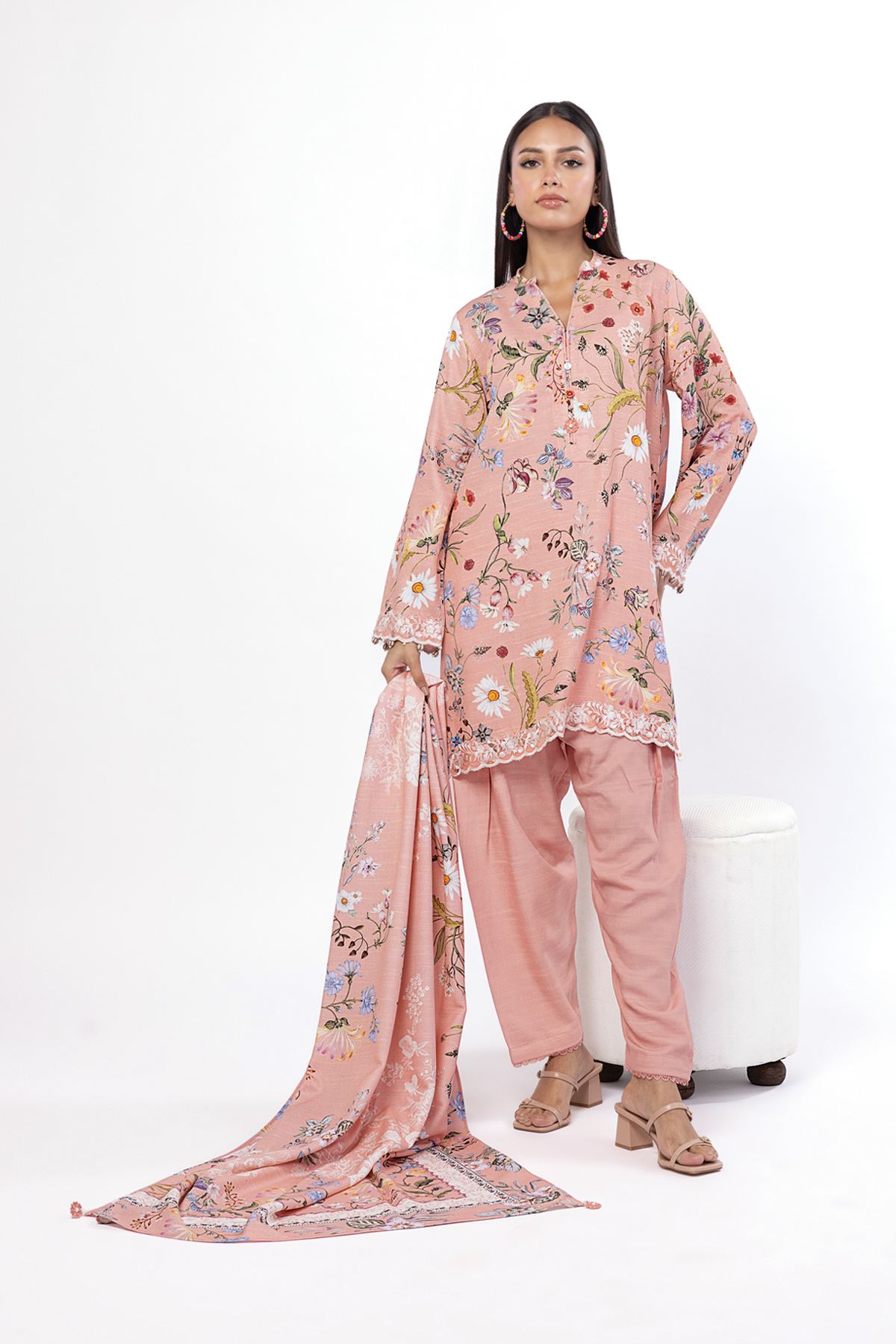 Embroidered Blended Khaddar Fabrics 3 Piece - KRN13A-VG