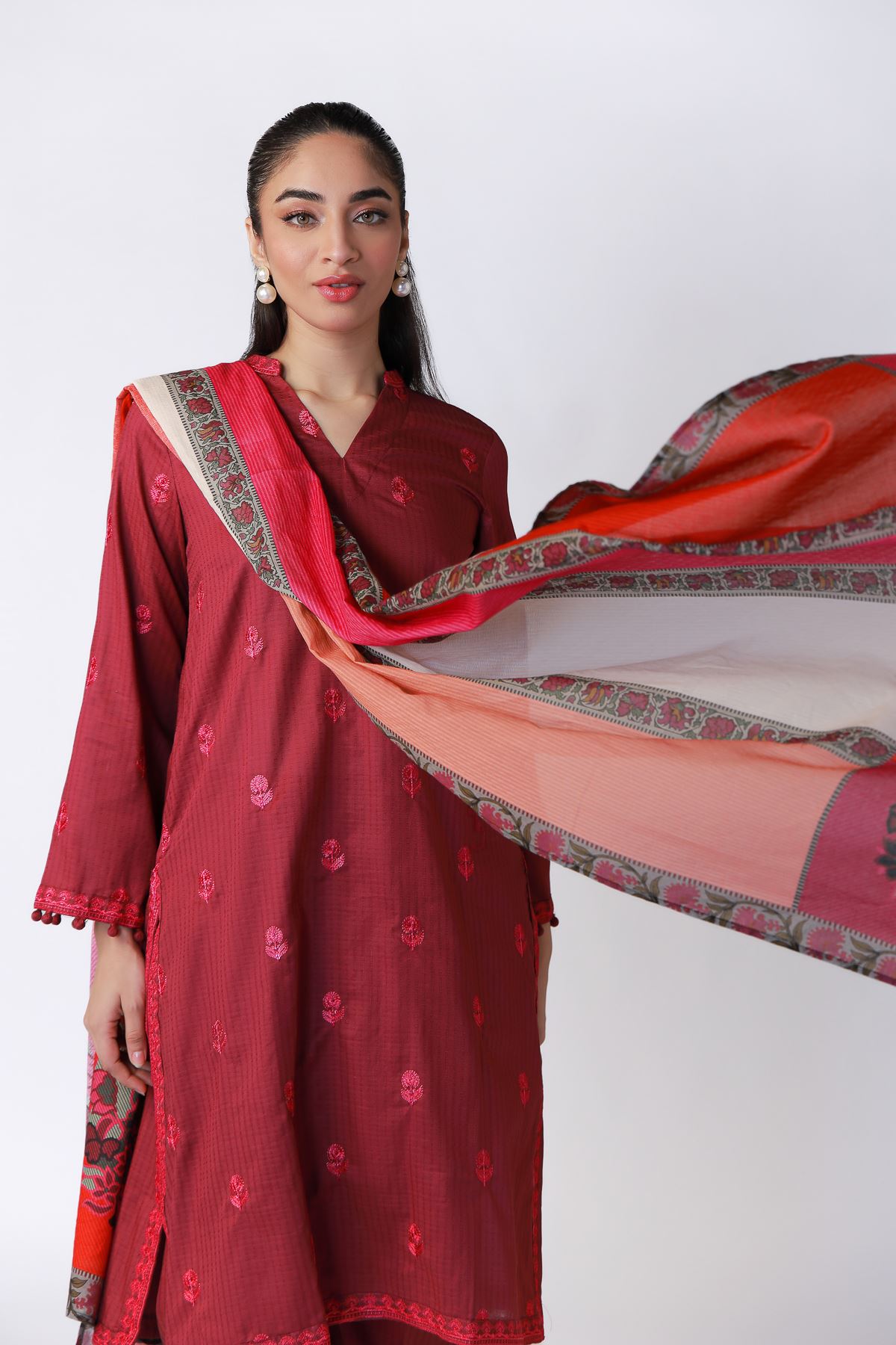 Printed Cotton Square Dupatta - 25-07-7E8-08TA-VG
